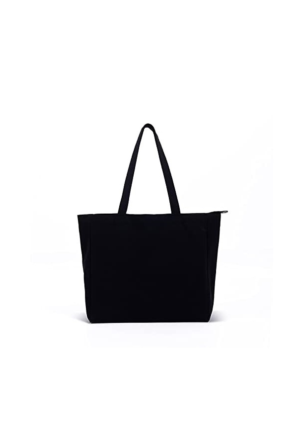 Yuuki Sac en Toile, Canvas Tote Bag, Sac Toile Réutilisable, Sac en Tissu Aesthetic avec Fermeture Éclair et Poche Intérieure