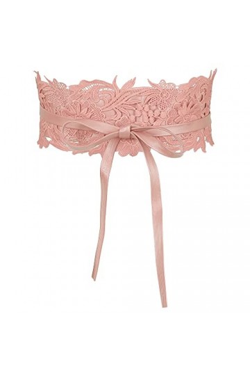 Allegra K Ceinture large en dentelle pour femmes enroulée autour des ceintures Obi Croset Bowknot Rose tour de taille 64-106 
