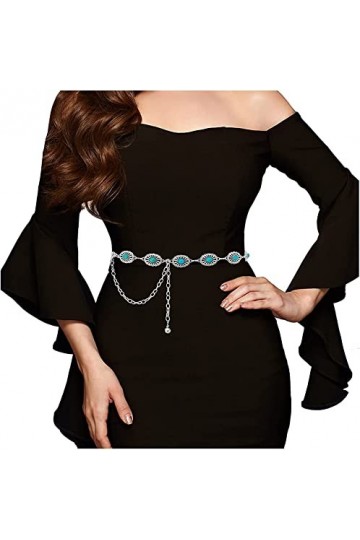 NCAKXLR Turquoise Concho Chaîne Ceinture Ceintures Pour Femmes Pour Robes Métal Argent Ceinture Femmes Western Ceintures Femm