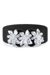 Bohend Fleur de cristal Ceinture élastique Noir Large Ceinture extensible Strass Ceintures de taille pour Robe Ceinture Vinta