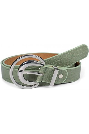 styleBREAKER Ceinture pour dames Unicolore avec finition en cuir de crocodile et boucle en forme de croissant, peut être racc