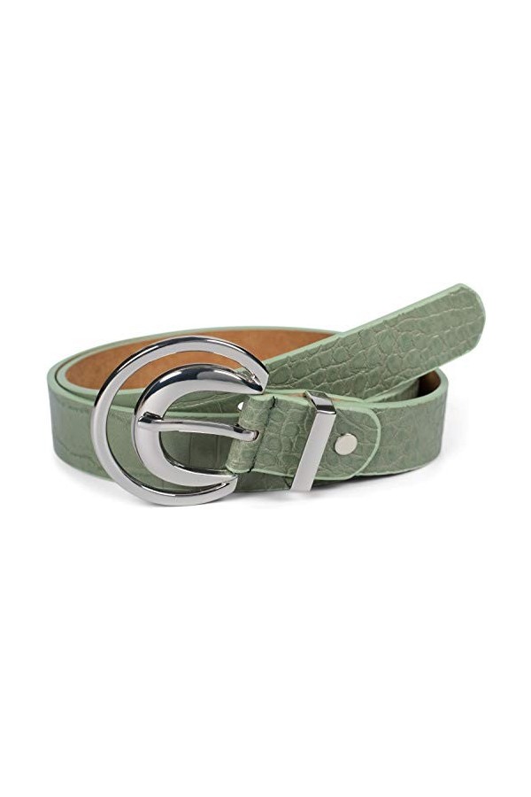 styleBREAKER Ceinture pour dames Unicolore avec finition en cuir de crocodile et boucle en forme de croissant, peut être racc