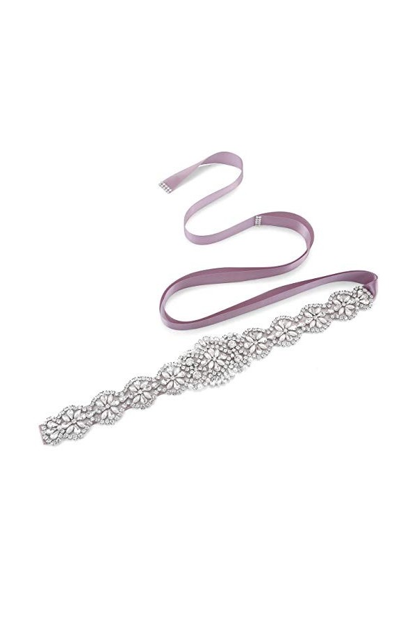 CHIC DIARY Ceinture en strass pour femmes - Cristal - Pour robe de mariage et robe de soirée, Blanc laiteux., taille unique