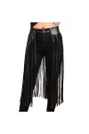 CHIC DIARY Hip Hop Punk Ceinture de taille avec longues franges en cuir PU pour femme Noir