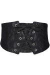 YeeHeen Ceinture Corset Pour Femme Ceinture En Cuir à lacets Ceinture Large élastique Ceinture Waspie Nouée Pour Robe 70CM Bl
