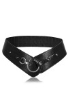 Ceinture Femmes Ajustable en Cuir Large avec Élastique Design Rétro Chic 0008 noir