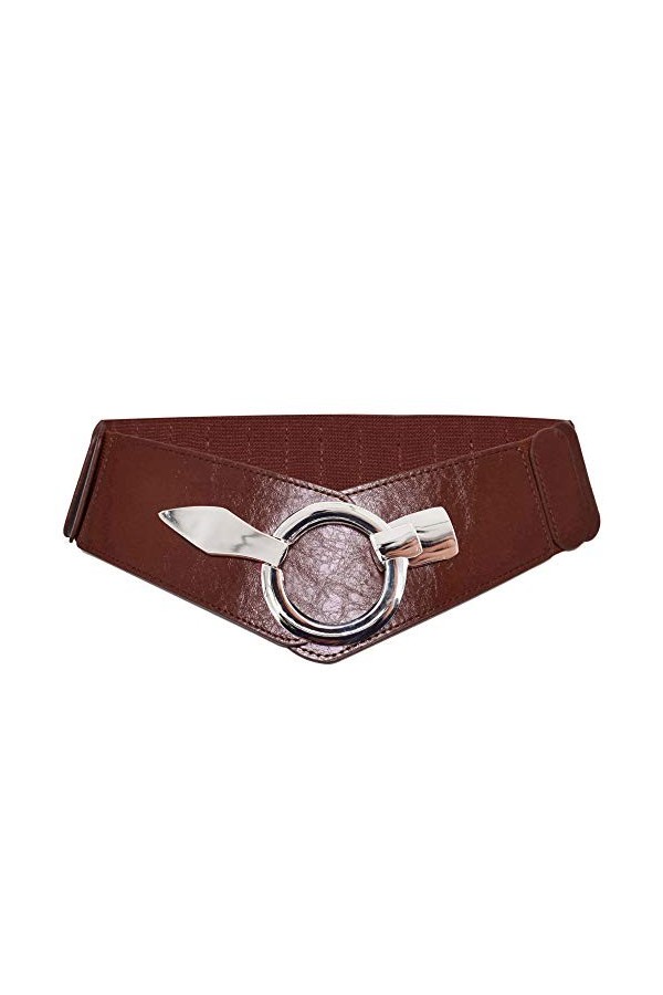Ceinture Femmes Ajustable en Cuir Large avec Élastique Design Rétro Chic 0008 noir
