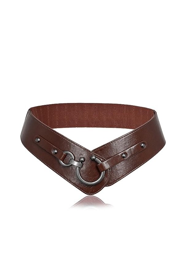 Ceinture Femmes Ajustable en Cuir Large avec Élastique Design Rétro Chic 0008 noir
