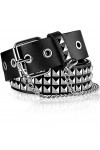 Geyoga Ceinture Cloutée Fil de Ceinture Punk en Cuir PU Ceinture à Rivets Rock Noir 
