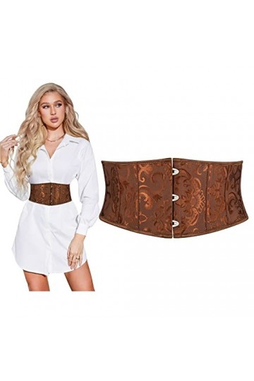 SUOSDEY Ceinture corset pour femme, ceinture large taille pour robe cosplay, cravate waspie ceinture, 4. café foncé, 26-29.5W