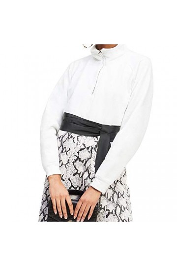 100 % fait à la main en cuir véritable pour femme Obi Ceinture de ceinture auto-nœud Taille unique - Noir - Taille unique