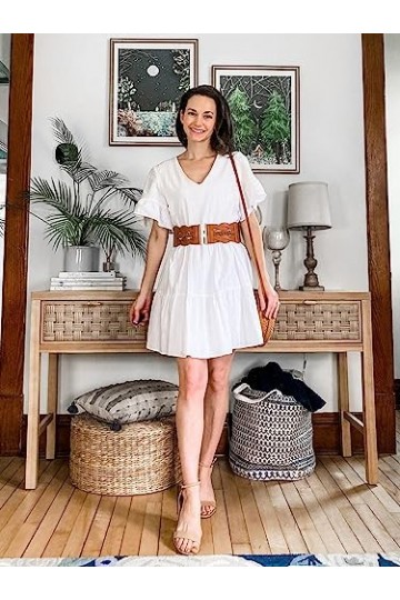 GRACE KARIN Ceinture élastique large pour femme, marron, 3XL