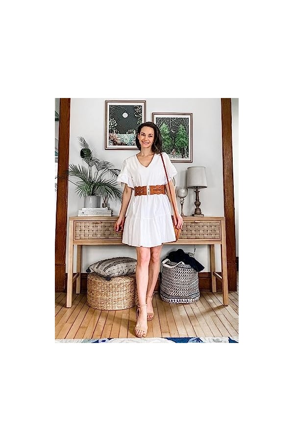 GRACE KARIN Ceinture élastique large pour femme, marron, 3XL