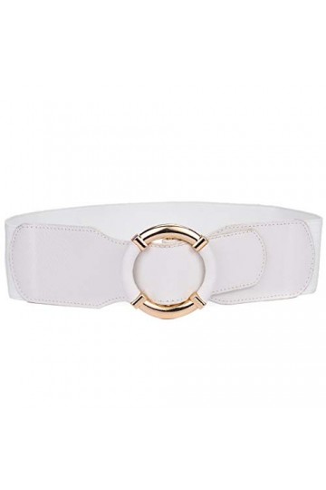 Beltox Robe élastique en cuir PU pour femme Taille large - Blanc - M-XXL 79/109 cm étendue gamme 