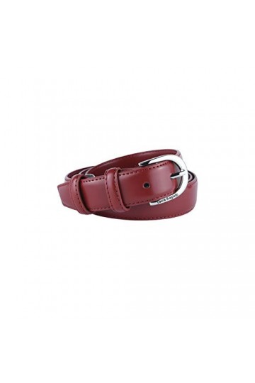 Biagiotti Ceinture femme fine en cuir véritable, raccourcie avec boîte, Rouge 3 cm, L 115 cm 