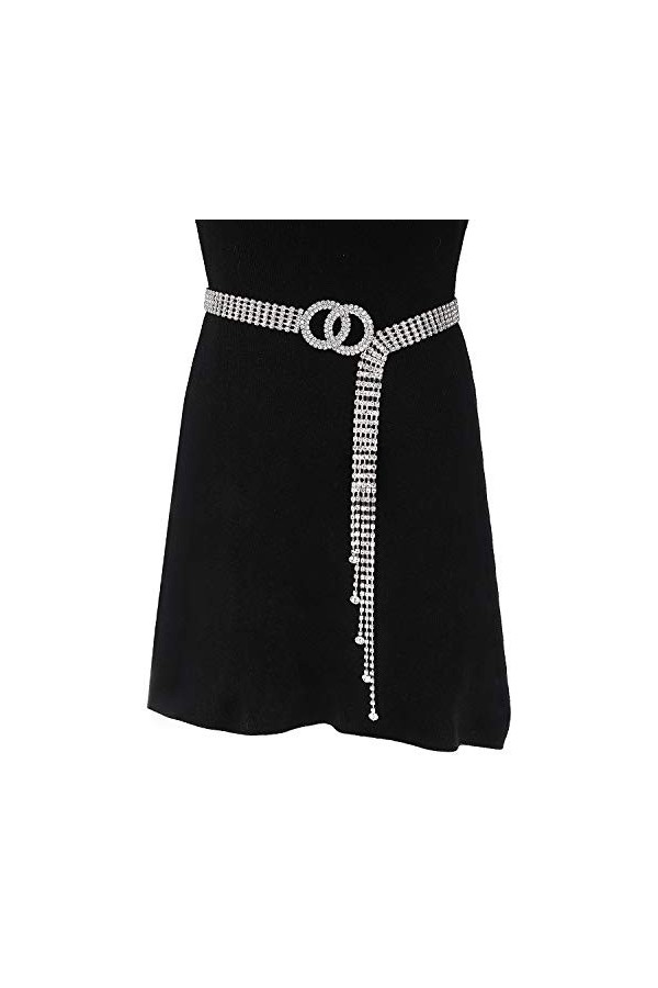 Lamdgbway Ceintures En Cristal Pour Femmes Robe Strass Taille Ceinture O-ring Chaîne Cadeau Pour Amis Anniversaire Cristal Ar