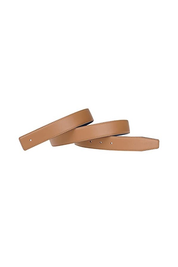 GANGTU Réversibles H Ceintures en cuir Microfibre Remplacement Sangle de ceinture sans boucle 32mm largeur Marron Bleu