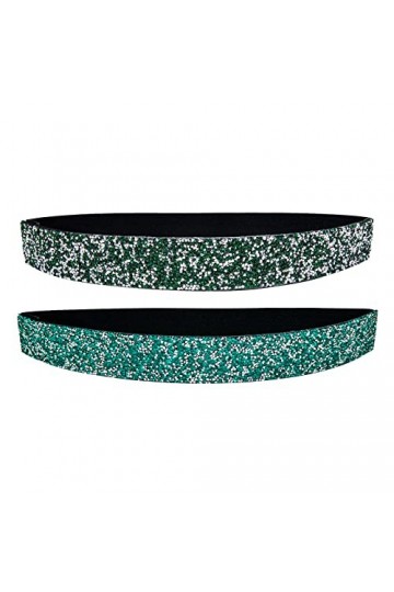 Barry.Wang Ceinture vintage en cuir avec strass pour femme, Bleu et vert foncé, taille unique