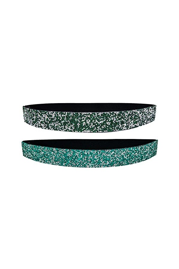 Barry.Wang Ceinture vintage en cuir avec strass pour femme, Bleu et vert foncé, taille unique