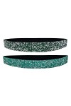 Barry.Wang Ceinture vintage en cuir avec strass pour femme, Bleu et vert foncé, taille unique
