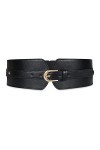 Ceinture en cuir pour femme - Large ceinture élastique vintage extensible - Ceinture tendance en polyuréthane noir pour robe,
