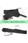 Ceinture en cuir pour femme - Large ceinture élastique vintage extensible - Ceinture tendance en polyuréthane noir pour robe,