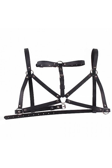 AMIJOUX Punk Body Harnais Ceinture, Sangles de Taille en Cuir Noir Réglables, Chaîne de Corps de Ceinture de Poitrine Gothiqu