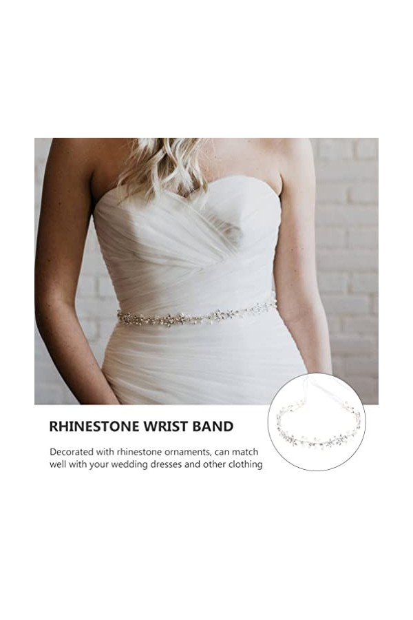 SOLUSTRE Ceinture de mariée en cristal pour femme - Ceinture de mariée avec strass et perles - Ceinture de mariée - Ceinture 