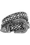 JasGood Ceinture en cuir pour femme avec strass et strass, 3-Noir., 39-43W