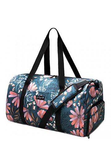 Jadyn B Weekender Bag - 56 cm./ 52L - Sac de Voyage/Sac de polochon/Sac de Sport/Gym avec Poche à Chaussure Navy Floral 