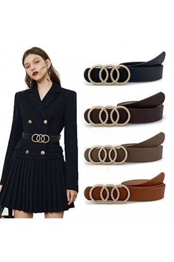 RUGUOA Ceinture vintage Femme Slim Ceinture Corset Fine élégante Ceinture en Cuir Multicolore pour Robe, Noir/Marron/Café/Kak