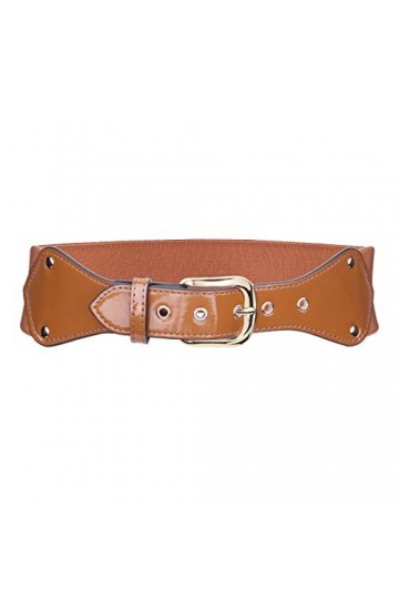 KYEYGWO Ceinture élastique pour femme avec boucle ardillon en alliage - Large ceinture réglable - En cuir verni - Pour les lo