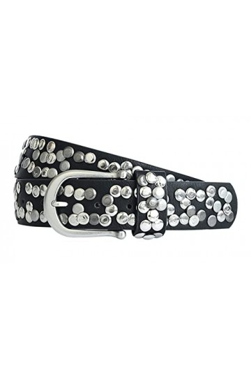 Best Emilie Ceinture à rivets pour femme - Noir - Vintage - Ceinture à rivets - Longueur : 80 à 105 noir, 105 , Noir