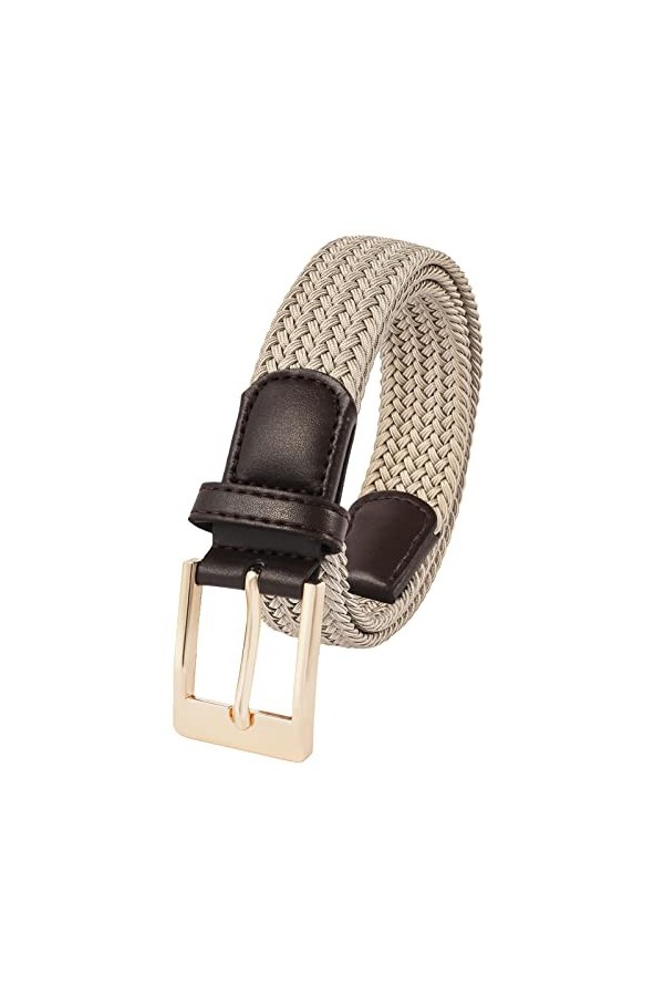 Lovionus89 Ceinture pour femme - Largeur : 30 mm - Réglable - Élastique - Pour le golf - Tissé, Doré + kaki, 110 CM lang für 