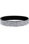 YooAi Ceinture élastique en cuir PU strass brillant cristal élastique ceinture taille large bande pour femmes robe, Cristal b