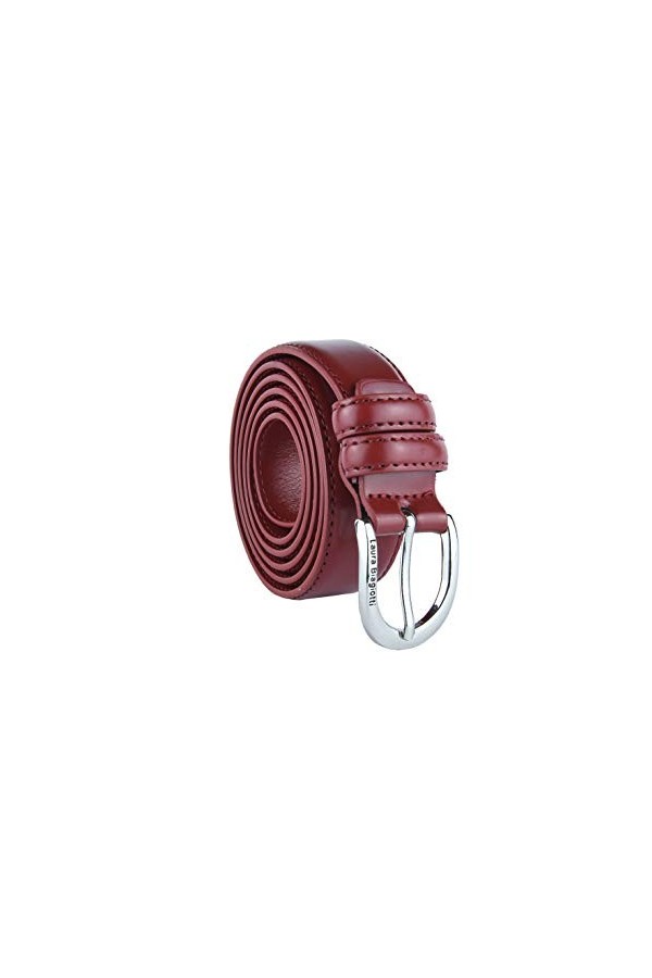 Biagiotti Ceinture femme fine en cuir véritable, raccourcie avec boîte, Rouge 3 cm, L 115 cm 