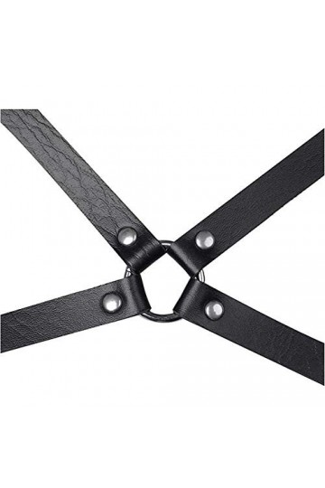 Black Sugar Harnais Cordon Sangles Corps Anneau Métal Simili Cuir Epais Solide Bretelle Mixte Lingerie Cage Ceinture Punk Got