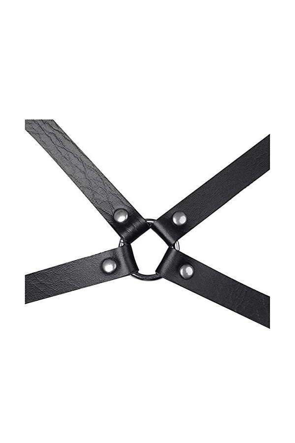 Black Sugar Harnais Cordon Sangles Corps Anneau Métal Simili Cuir Epais Solide Bretelle Mixte Lingerie Cage Ceinture Punk Got