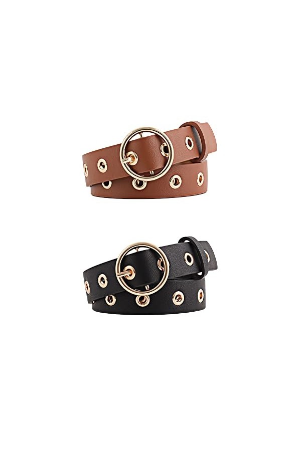 Allegra K Ceinture à œillets pour femme en similicuir avec boucle à ardillon unique Ceintures punk pour jeans et pantalons No