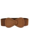 Allegra K Ceinture élastique en cuir synthétique avec boucle entrelacée pour femme, marron, tour de taille : 63,5 cm-94 cm, m