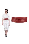 TonJin Ceinture Femme Large Ajustable Ceinture Cuir Femme Kaki Vintage avec Fermeture Velcro pour Robe,Suicoat