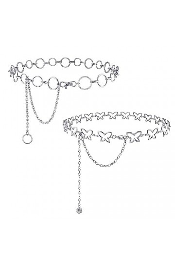 CHIC DIARY Lot de 2 ceintures à chaîne en métal pour femme - Élégantes - Décoratives - Chaîne de robe, Set 2, taille unique