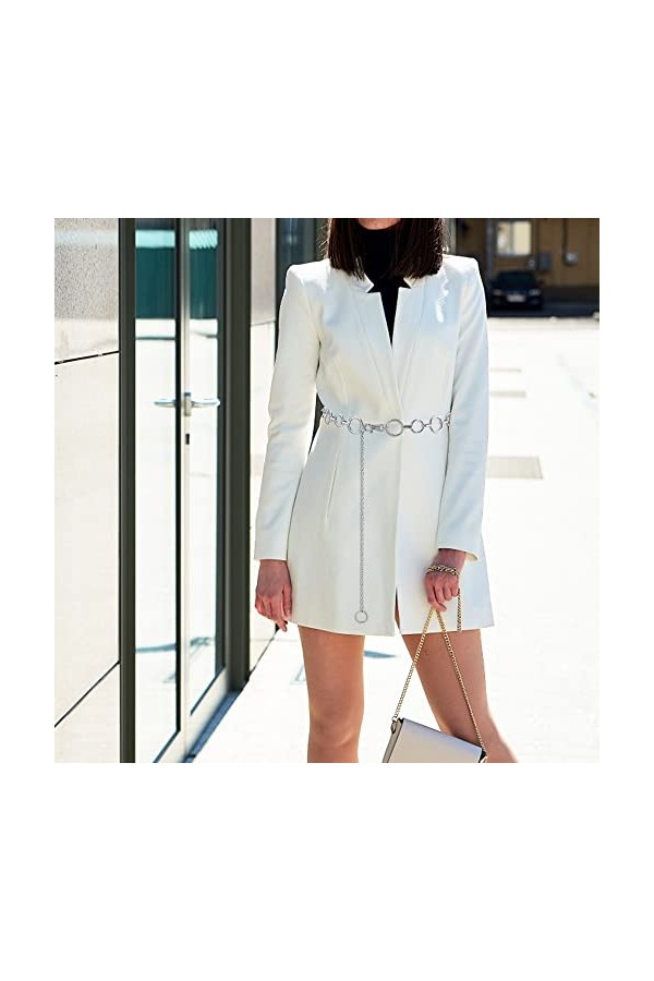 CHIC DIARY Lot de 2 ceintures à chaîne en métal pour femme - Élégantes - Décoratives - Chaîne de robe, Set 2, taille unique