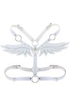 Harnais de poitrine réglable en cuir pour femme et fille avec ailes dange - Blanc - taille unique