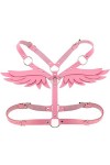 Harnais de poitrine réglable en cuir pour femme et fille avec ailes dange - Blanc - taille unique