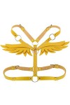 Harnais de poitrine réglable en cuir pour femme et fille avec ailes dange - Blanc - taille unique