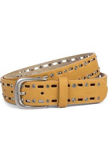 styleBREAKER Ceinture unie pour femmes avec un motif ovale découpé au laser et des strass, longueur ajustable 03010097, taill