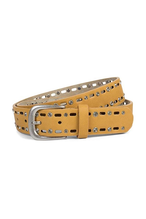 styleBREAKER Ceinture unie pour femmes avec un motif ovale découpé au laser et des strass, longueur ajustable 03010097, taill