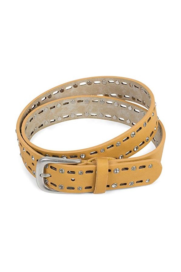 styleBREAKER Ceinture unie pour femmes avec un motif ovale découpé au laser et des strass, longueur ajustable 03010097, taill