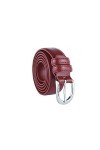 Biagiotti Ceinture femme fine en cuir véritable, raccourcie avec boîte, Rouge 3 cm, L 115 cm 